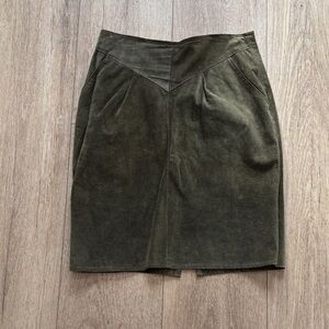 Olive Green Leather Skirt